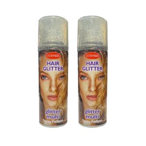 Haarspray of haarverf - 2x - kleurenmix glitter - verkleed accessoires - 125 ml