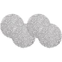 Set van 12x stuks ronde gedecoreerde Placemats metallic zilver look diameter 38 cm - thumbnail