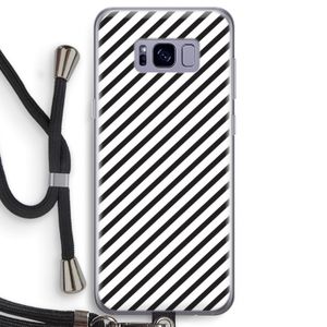 Strepen zwart-wit: Samsung Galaxy S8 Transparant Hoesje met koord