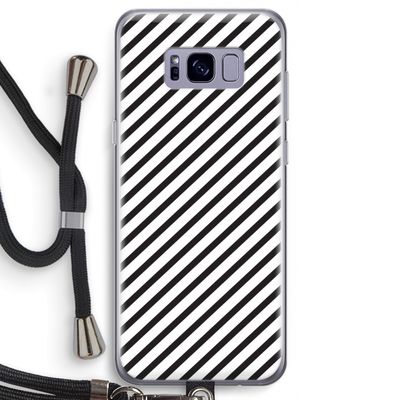 Strepen zwart-wit: Samsung Galaxy S8 Transparant Hoesje met koord
