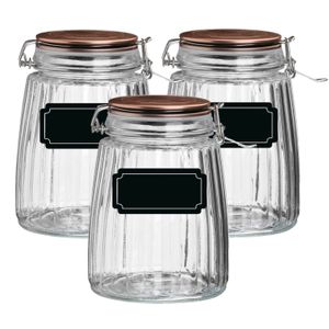 Weckpot/inmaakpot - 4x - 1.5L - glas - met beugelsluiting - incl. etiketten