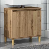 Wastafelkast 58x33x60 cm bewerkt hout artisanaal eikenkleur