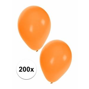 Feest ballonnen - oranje - 200x stuks - ca. 27 cm - verjaardag versiering