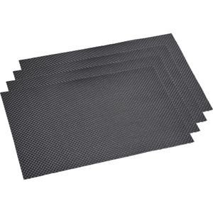 8x Rechthoekige placemats zwart geweven 29 x 43 cm