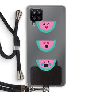 Smiley watermeloen: Samsung Galaxy A12 Transparant Hoesje met koord