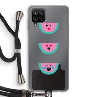 Smiley watermeloen: Samsung Galaxy A12 Transparant Hoesje met koord