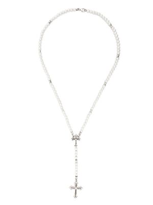 Emanuele Bicocchi collier en perles à pendentif croix - Blanc