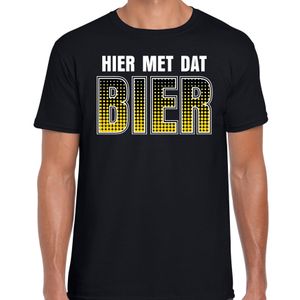 Hier met dat bier drank fun t-shirt / shirt zwart voor heren