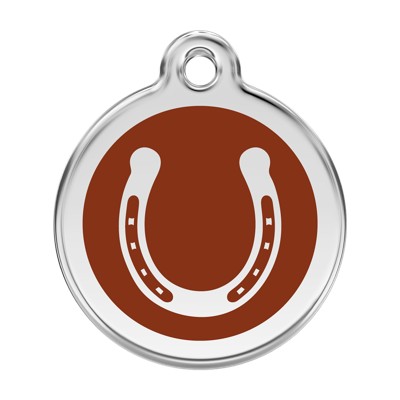 Horse Shoe Brown roestvrijstalen hondenpenning large/groot dia. 3,8 cm - Reddingo