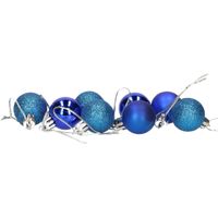 8x stuks kerstballen blauw mix van mat/glans/glitter kunststof 3 cm - thumbnail