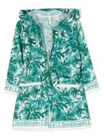 ZIMMERMANN Kids robe ceinturée en coton à imprimé palmier - Vert