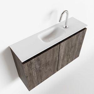 Toiletmeubel Mondiaz Ture | 80 cm | Meubelkleur Dark brown | Eden wastafel Talc Midden | 1 kraangat