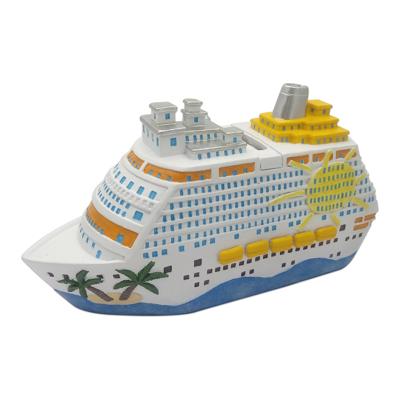 Spaarpot cruiseschepen van poly kleurrijk (B/H/D) 20x11x7cm