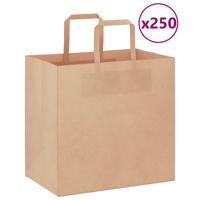 VidaXL Papieren zakken 250 st met hengsels 26x17x25 cm bruin
