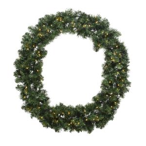 Decoris Kerstkrans - groen - warm witte verlichting - timer - 60 cm