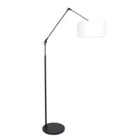 Steinhauer Vloer Leeslamp Prestige Chic zwart met 40cm witte chintz kap 8112ZW