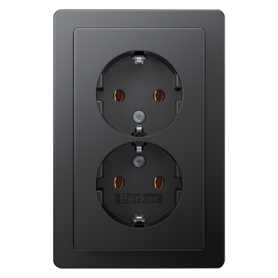 Berker Q1 Contactdoos | Inbouw | 2-voudig | Randaarde | Antraciet - 66.045.51