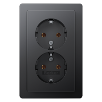 Berker Q1 Contactdoos | Inbouw | 2-voudig | Randaarde | Antraciet - 66.045.51