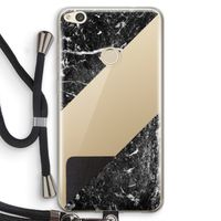Zwart marmer: Huawei Ascend P8 Lite (2017) Transparant Hoesje met koord