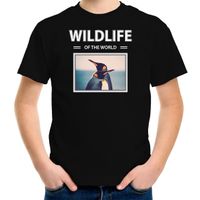 Pinguin foto t-shirt zwart voor kinderen - wildlife of the world cadeau shirt Pinguins liefhebber XL (158-164)  -