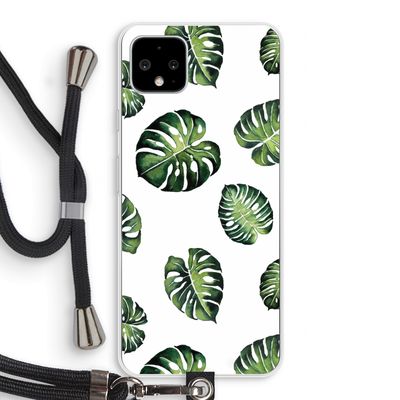 Tropische bladeren: Pixel 4 XL Transparant Hoesje met koord