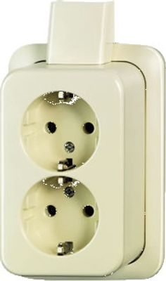 Busch Jaeger opbouw dubbel stopcontact met randaarde creme inclusief