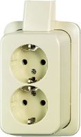 Busch Jaeger opbouw dubbel stopcontact met randaarde creme inclusief