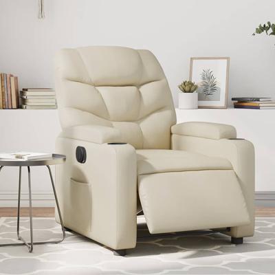 Fauteuil elektrisch verstelbaar kunstleer crèmekleurig