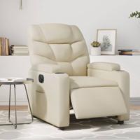 Fauteuil elektrisch verstelbaar kunstleer crèmekleurig