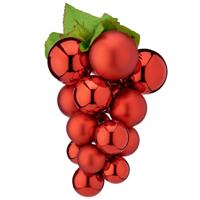 Kerstornament druiventros - rood - 28 cm - kunststof - kersthanger fruit - wijn thema