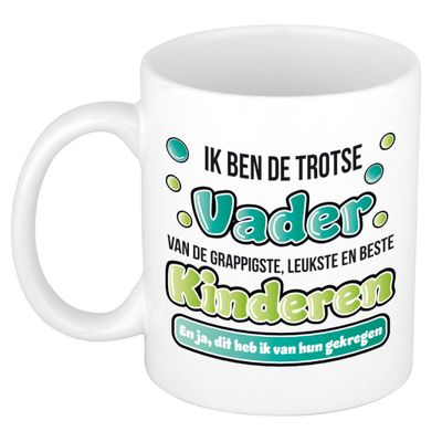 Vaderdag mok - trotse vader van de leukste kinderen - wit - 300 ml - keramiek