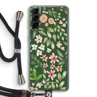Botanical green sweet flower heaven: Samsung Galaxy S21 Plus Transparant Hoesje met koord