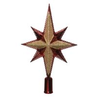 Decoris piek - ster vorm - kunststof - donkerrood/goud - 2,5 cm   -
