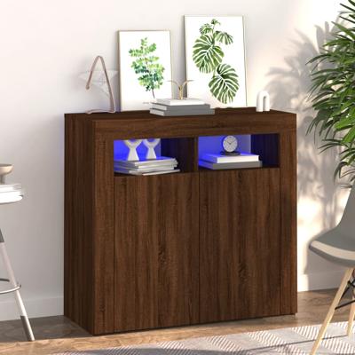 Dressoir met LED-verlichting 80x35x75 cm bruin eiken