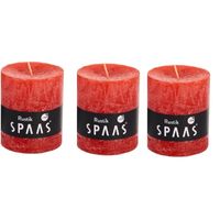 3x Rode woondecoratie kaarsen rustiek 7 x 8 cm 30 branduren - thumbnail