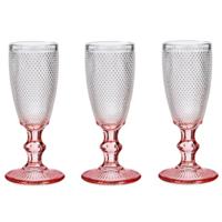 Luxe Monaco serie Champagneglazen set 6x stuks op roze voet 180 ml - thumbnail