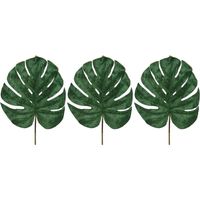 6x Groene fluwelen Monstera/gatenplant kunsttak kunstplanten 80 cm