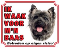 Cairn Terrier Waakbord - Ik waak voor mijn baas Grijs - thumbnail