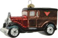 Ornament glas auto l5,4b13h8 cm zwart/rood Decoris - Decoris