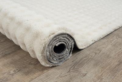 Karpet24 Flow - Knuffelig Bubbeltapijt, Wasbaar & Antislip, Zacht en Onderhoudsvriendelijk, Beige-Ø 120 cm rond