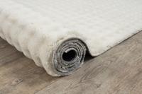 Karpet24 Flow - Knuffelig Bubbeltapijt, Wasbaar & Antislip, Zacht en Onderhoudsvriendelijk, Beige-Ø 120 cm rond