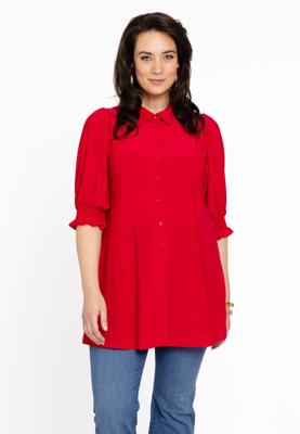 Yoek Blouse met pofmouwen | Rood | Maat 58/60