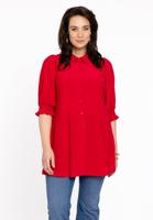 Yoek Blouse met pofmouwen | Rood | Maat 58/60