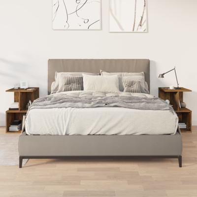Nachtkastjes 2 st 35x35x55 cm bewerkt hout gerookt eikenkleurig