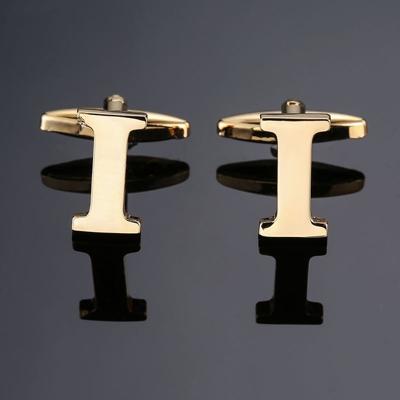 1 paar gouden letters A-Z naam Manchetknopen mannen Frans shirt Manchetknopen (I)