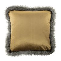 Koperkleurig Fluwelen Kussen met Bontrand (45 x 45 cm) - thumbnail