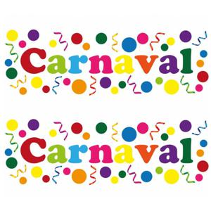 Carnaval/party decoratie raamsticker - 2x - gekleurde letters - versiering - 75 x 25 cm