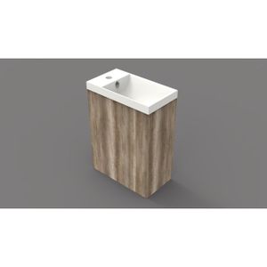Arcqua Luna Fonteinset 54.3x39.7x21.8cm Canyon Oak met marble fontein met overloop mat wit FNK412795