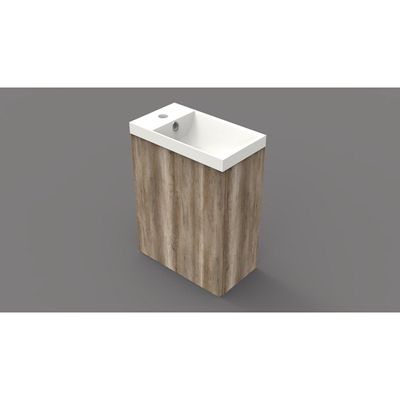 Arcqua Luna Fonteinset 54.3x39.7x21.8cm Canyon Oak met marble fontein met overloop mat wit FNK412795