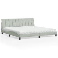 Bed met matras "Hanko" fluweel lichtgrijs 200x200 cm